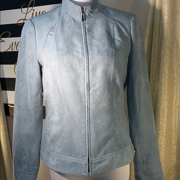 Tribal Studio Blue Microsuede Jacket Size 8 - Picture 1 of 8